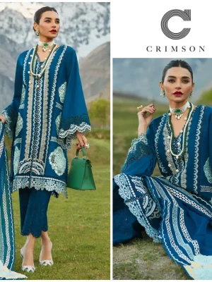 Crimson Luxury Lawn – Medley of Lace