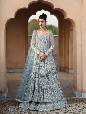 Faiza saqlain Hit Code ice blue 2 tone maxi 2026