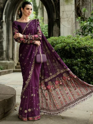 Mariab Party Wear Chiffon Saree 2026