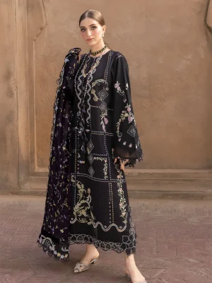 Crimson Flow Embroidered Lawn Unstitched 3Pc Suit D-1A FLORAL SERENITY