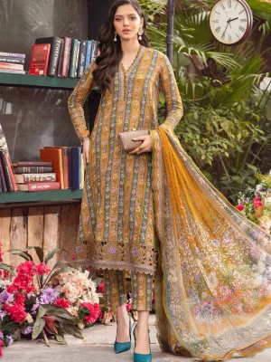 Maria.B M.Prints Unstitched Embroidered Lawn 3Pc Suit MPT-2107-A