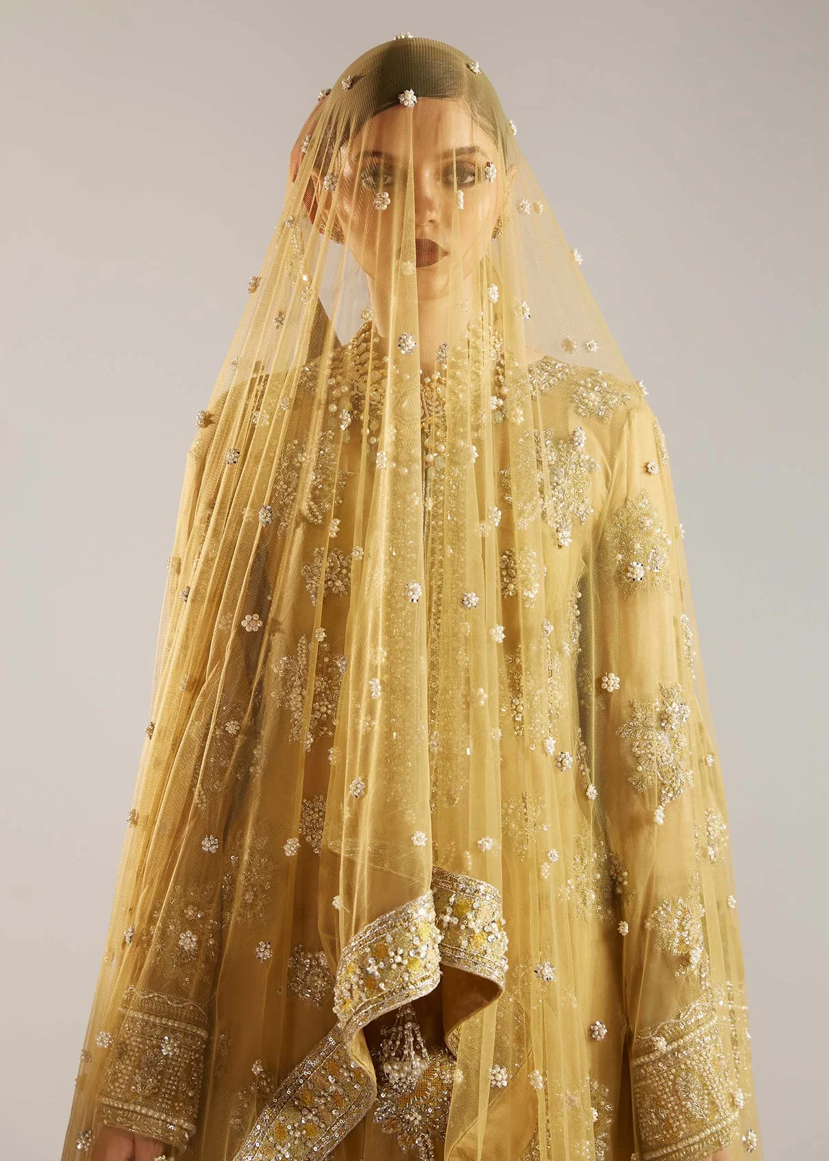 Hussain-Rehar-Zesty-Lime Yellow Organza Festive Suit - Image 4