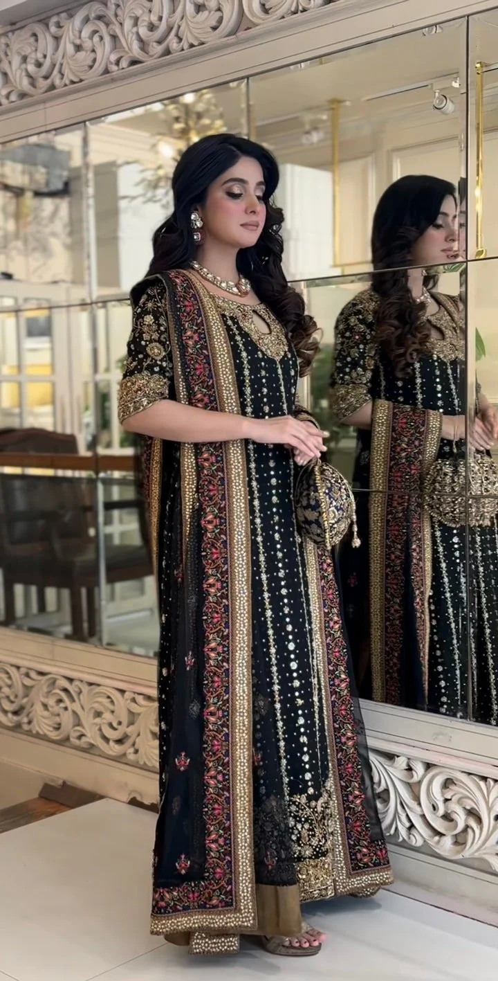 Haris Shakeel Wedding Edition – Black Shisha Silk Embroidered Dress - Image 2