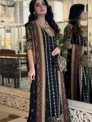 Haris Shakeel Wedding Edition – Black Shisha Silk Embroidered Dress