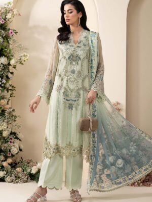 Maria B Unstitched Embroidered Chiffon 3 Piece Suit MB26UCF D6 - Festive Collection