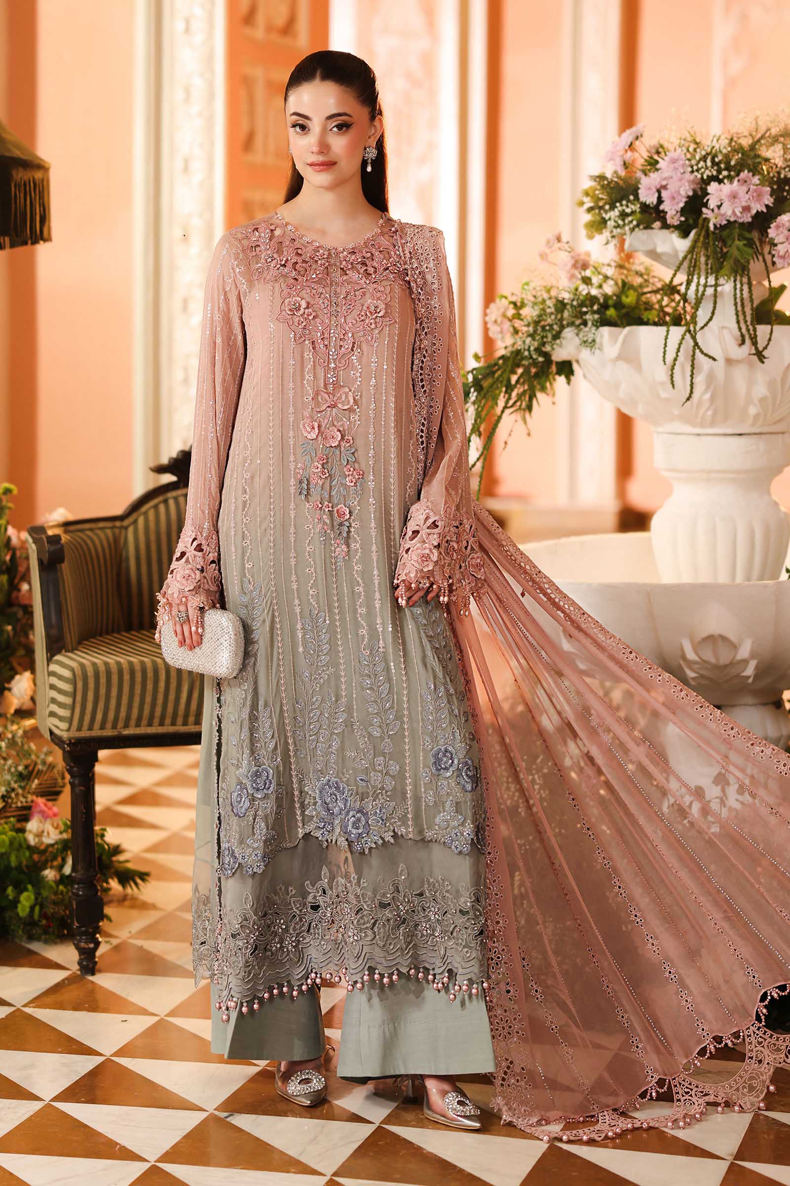 Maria.B Embroidered Luxury Chiffon Unstitched 3Pc Suit MPC-26-202 - Image 2