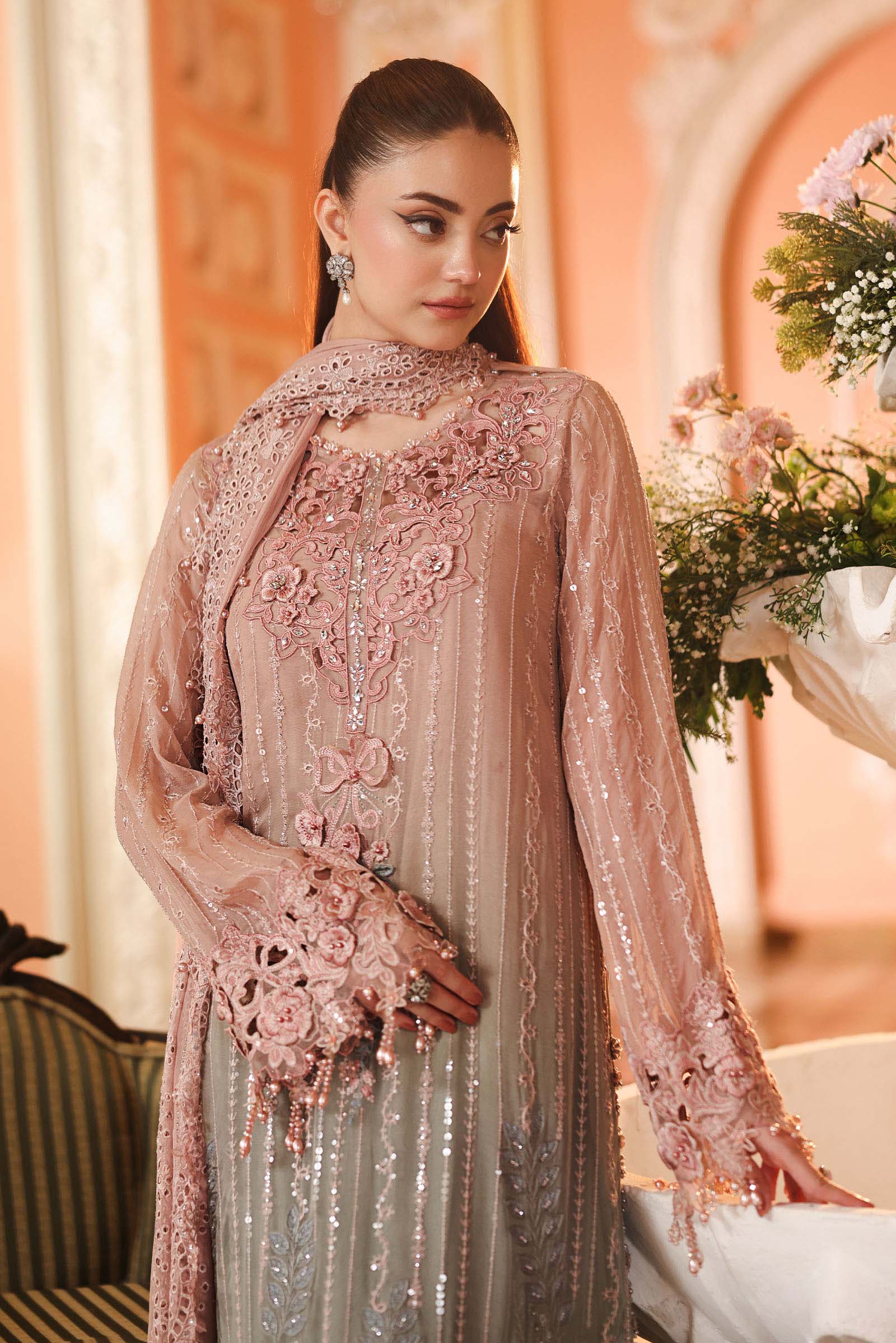 Maria.B Embroidered Luxury Chiffon Unstitched 3Pc Suit MPC-26-202 - Image 3